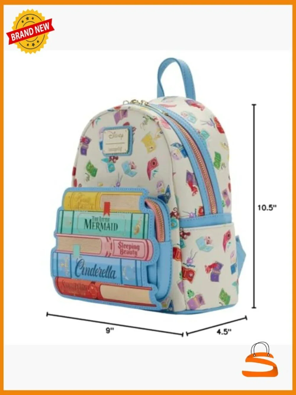 Loungefly Disney Princess Books Mini Backpack Shoulder Bag Purse Faux Leather